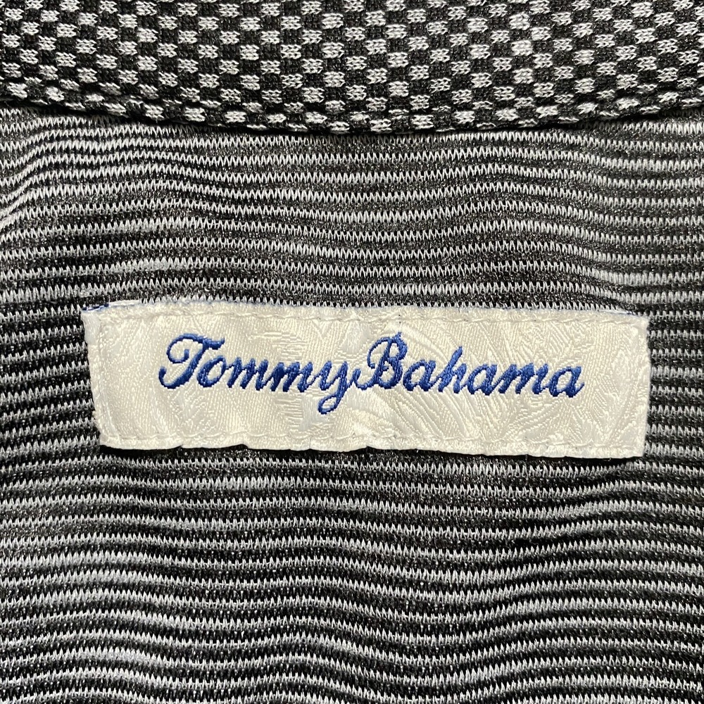 Tommy Bahama Men's Polo Shirt XL Gray Pinstripe Short Sleeve Tencel Lyocell - Picture 3 of 9